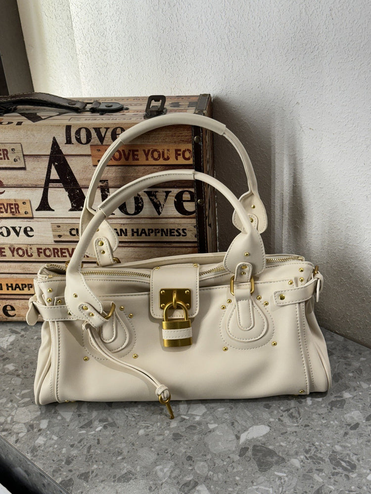 Vintage Distressed Padlock Crossbody Bag