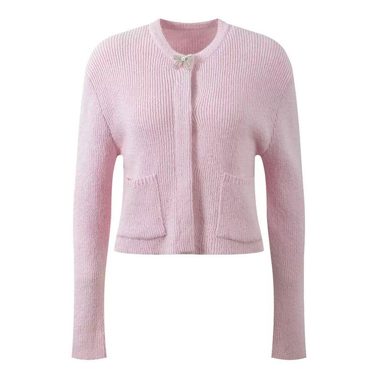 Chic Knit Cardigan with Bow