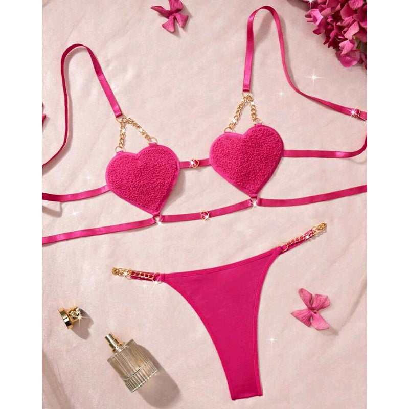 Romantic French Style Heart Strap Lingerie
