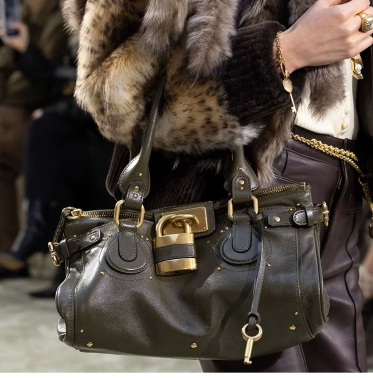 Vintage Distressed Padlock Crossbody Bag
