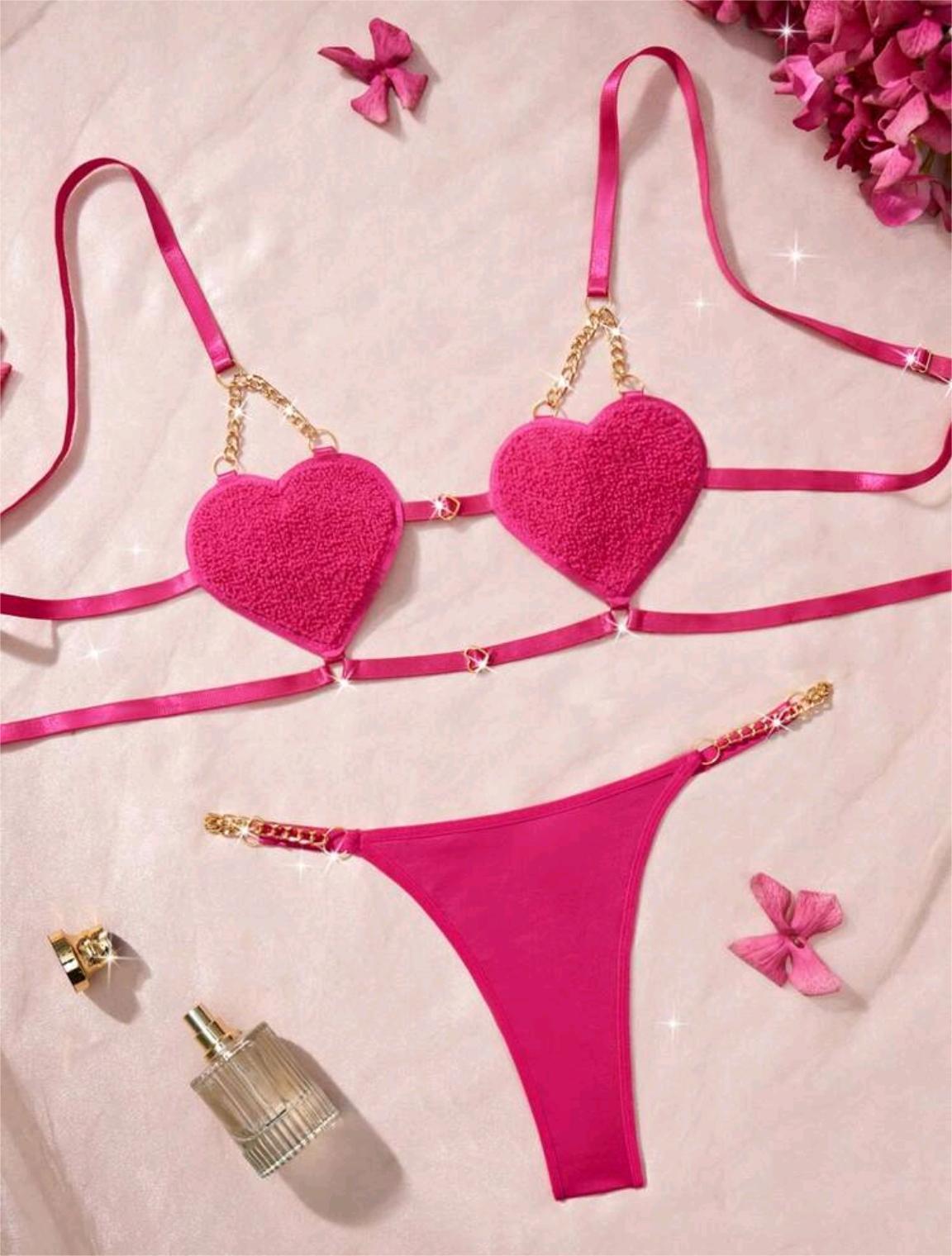 Romantic French Style Heart Strap Lingerie