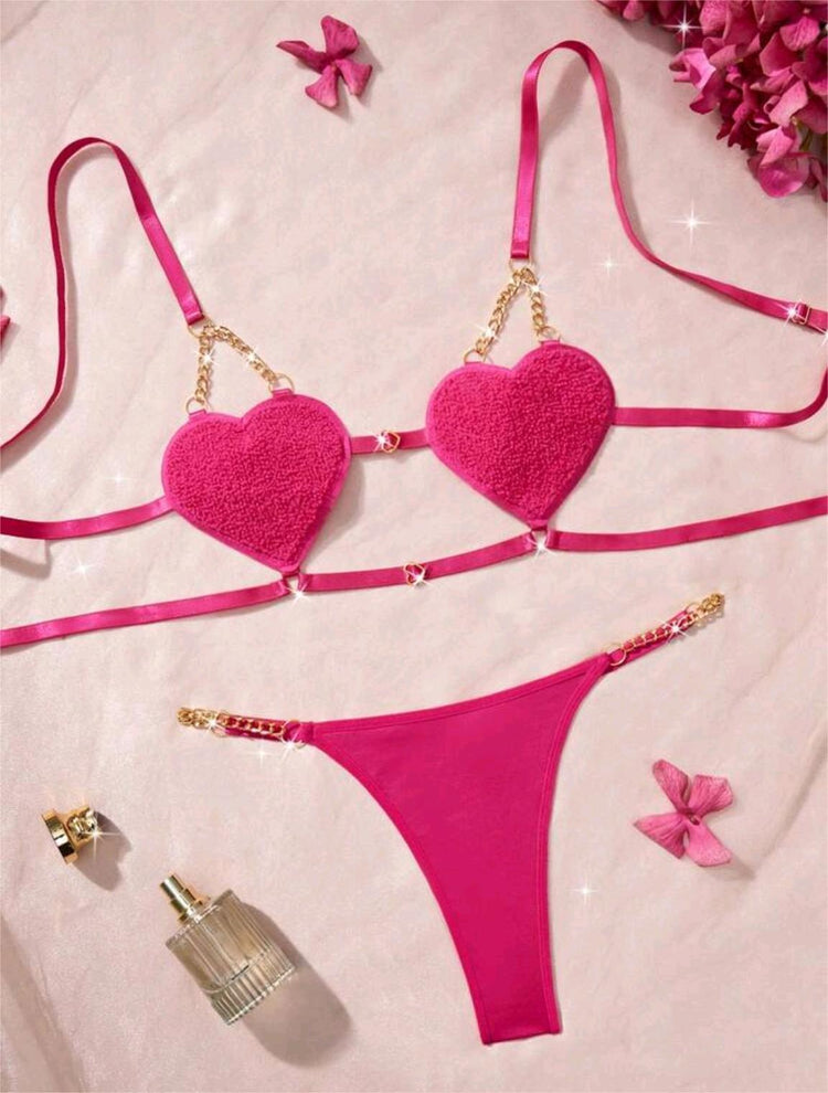 Romantic French Style Heart Strap Lingerie