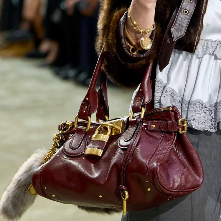 Vintage Distressed Padlock Crossbody Bag