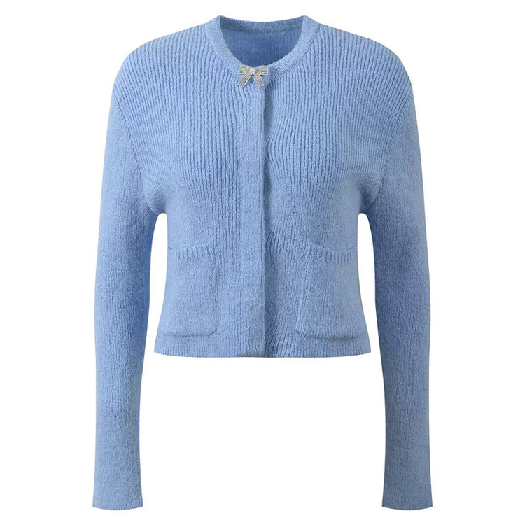 Chic Knit Cardigan with Bow