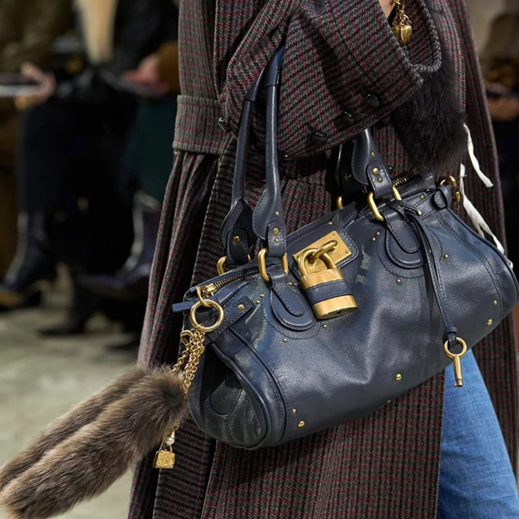 Vintage Distressed Padlock Crossbody Bag