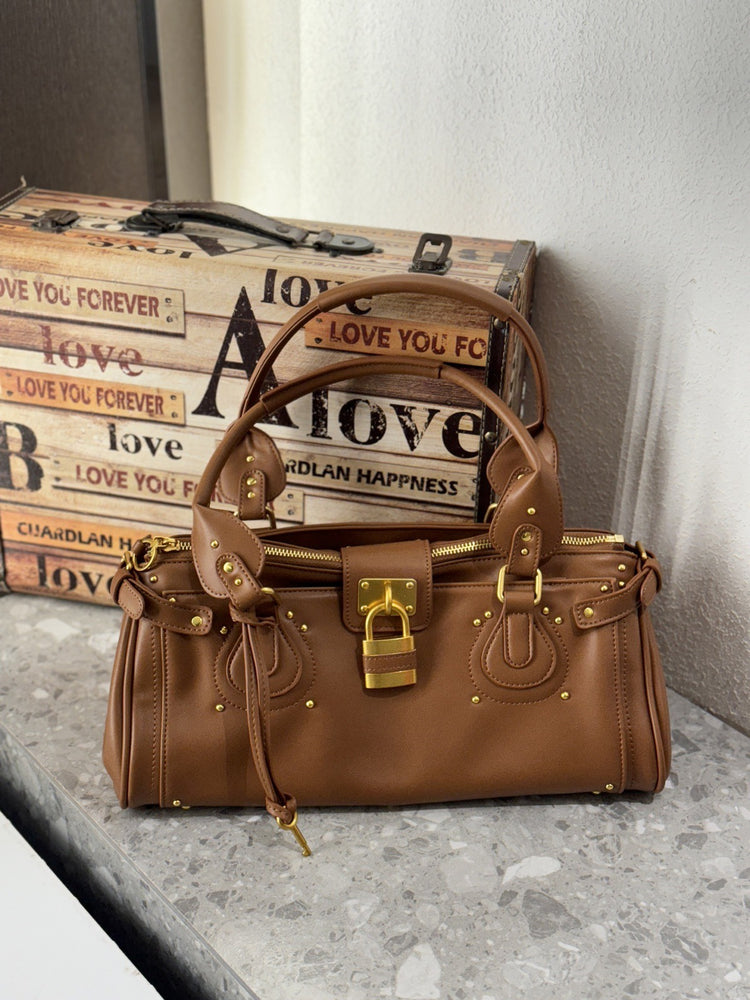 Vintage Distressed Padlock Crossbody Bag