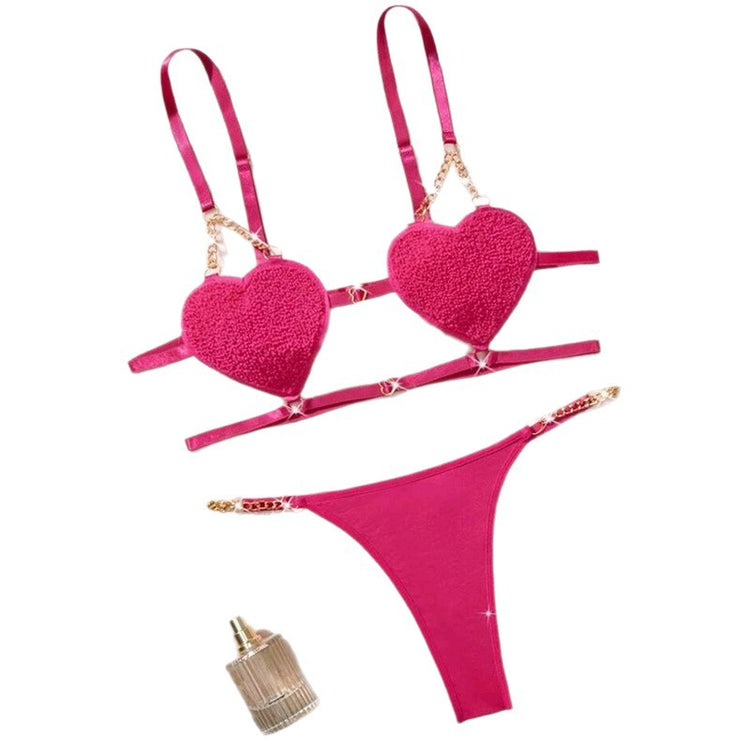 Romantic French Style Heart Strap Lingerie
