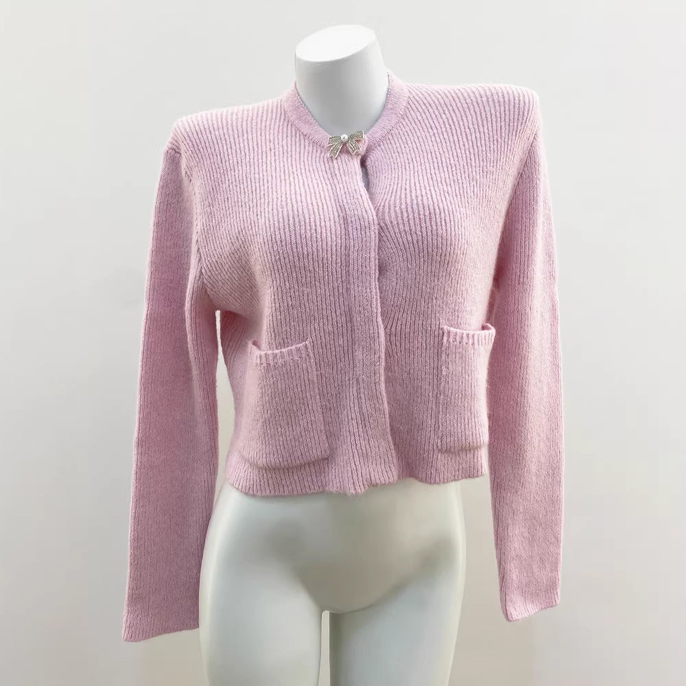 Chic Knit Cardigan with Bow