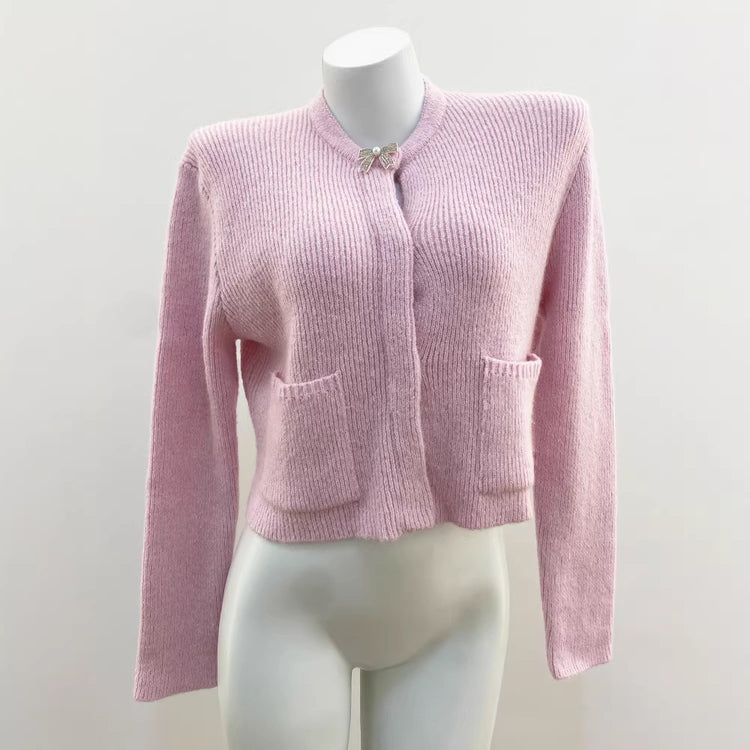 Chic Knit Cardigan with Bow