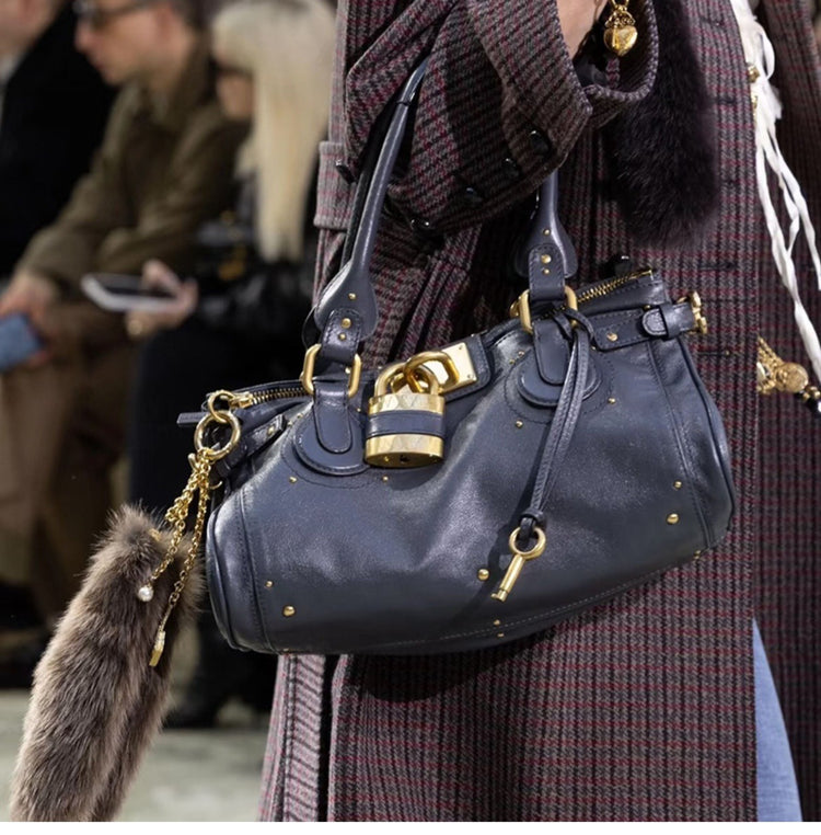 Vintage Distressed Padlock Crossbody Bag