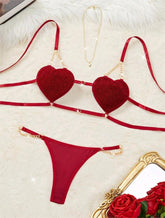 Romantic French Style Heart Strap Lingerie
