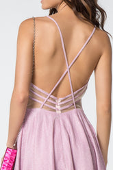 Illusion Deep V-Neck Glitter Short Dress